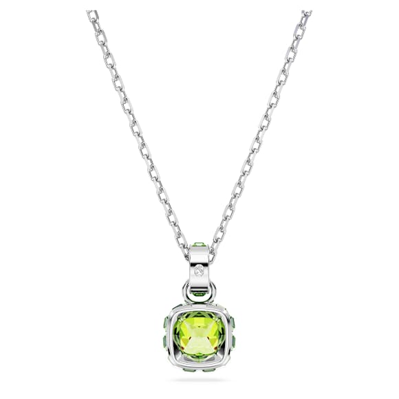 Pendentif Birthstone, Taille Carré, Août, Vert, Métal rhodié - Swarovski, 5651706