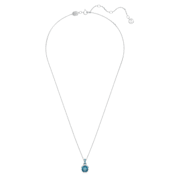 Pandantiv Birthstone, Tăietură pătrată, Decembrie, Albastru, Placat cu rodiu - Swarovski, 5651707