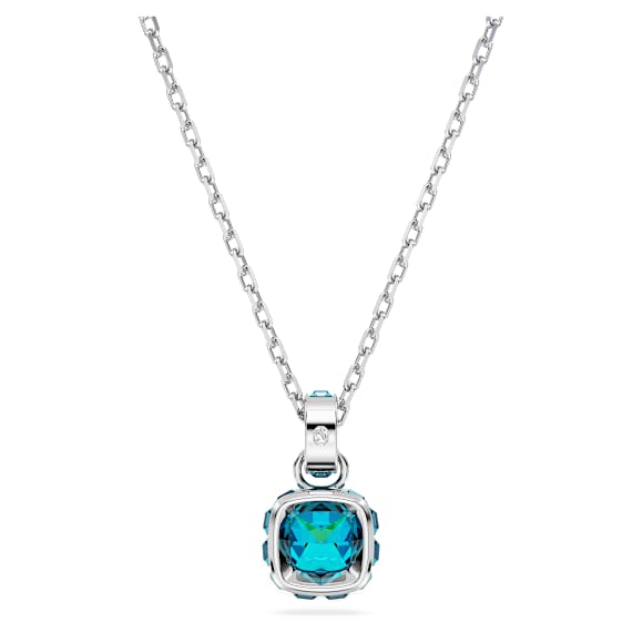 Pandantiv Birthstone, Tăietură pătrată, Decembrie, Albastru, Placat cu rodiu - Swarovski, 5651707