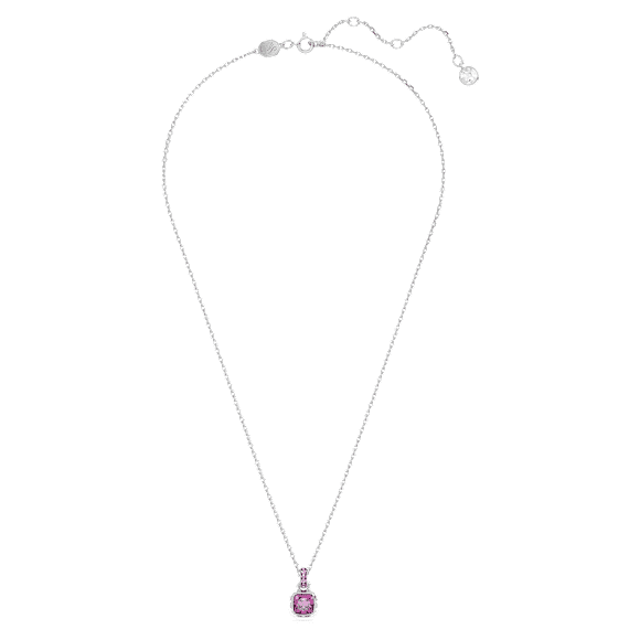 Birthstone pendant, Square cut, February, Purple, Rhodium plated - Swarovski, 5651708