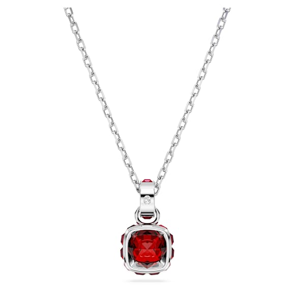 Pendentif Birthstone, Taille Carré, Janvier, Rouge, Métal rhodié - Swarovski, 5651709