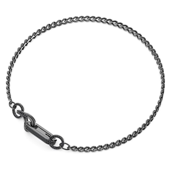 Dextera necklace, Pavé, Mixed links, Black, Ruthenium plated - Swarovski, 5651760