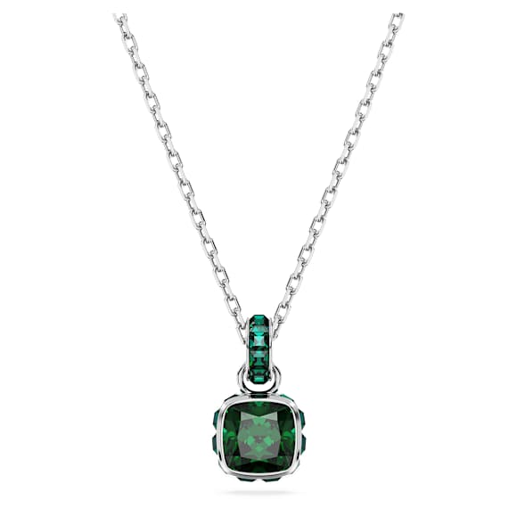 Μενταγιόν Birthstone, Τετράγωνη κοπή, Μάιος, Πράσινο, Επιμετάλλωση ροδίου - Swarovski, 5651793