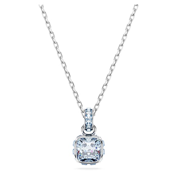 Μενταγιόν Birthstone, Τετράγωνη κοπή, Μάρτιος, Μπλε, Επιμετάλλωση ροδίου - Swarovski, 5651794