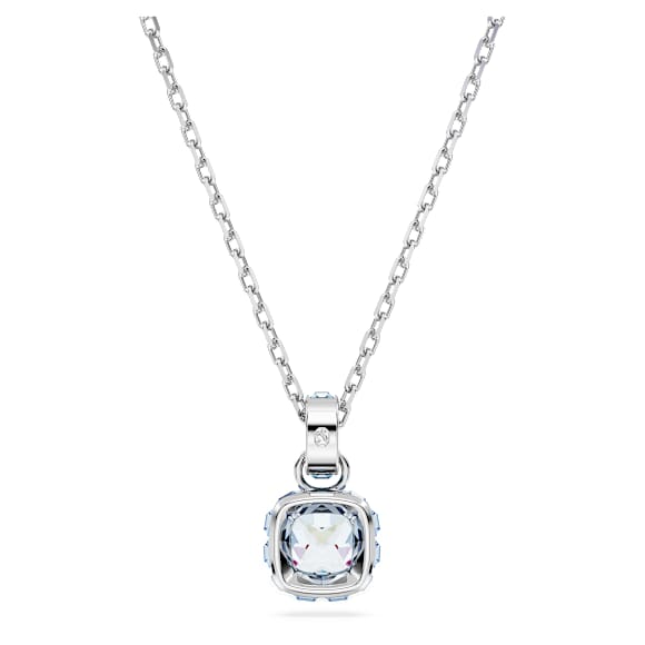 Pendentif Birthstone, Taille Carré, Mars, Bleu, Métal rhodié - Swarovski, 5651794