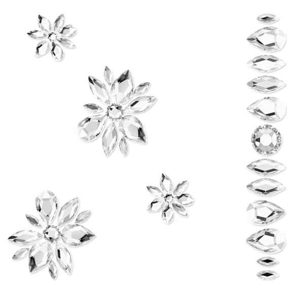 Body jewel, Set (5), Mixed cuts, Flower, White - Swarovski, 5651982