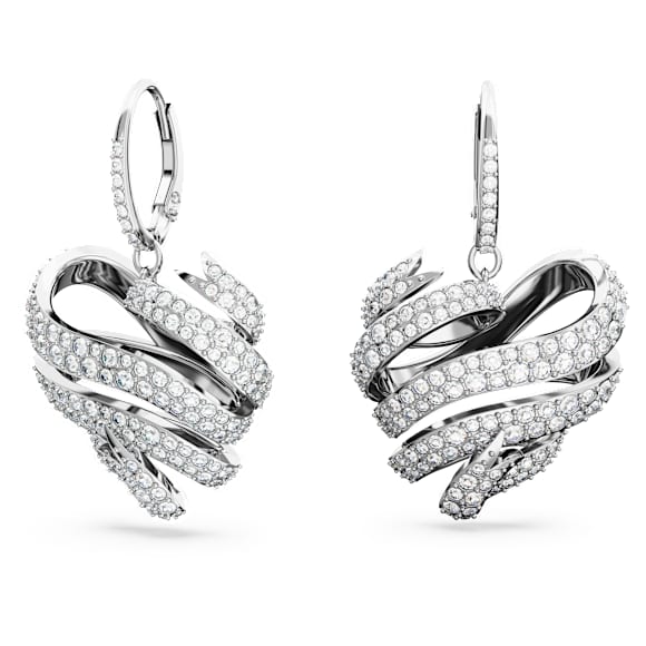 Hyperbola 耳钉, 心形, 白色, 镀铑 - Swarovski, 5652029