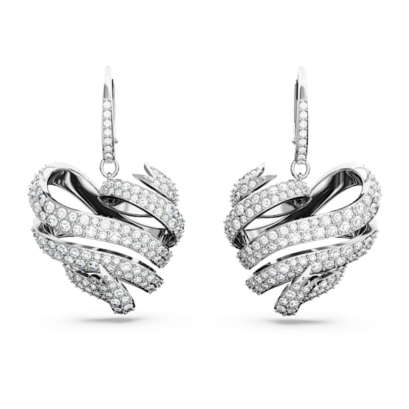Hyperbola 耳钉, 心形, 白色, 镀铑 - Swarovski, 5652029