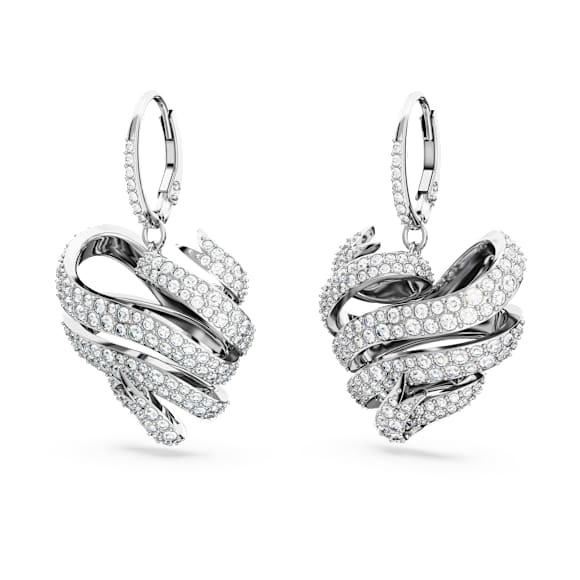 Hyperbola 耳钉, 心形, 白色, 镀铑 - Swarovski, 5652029