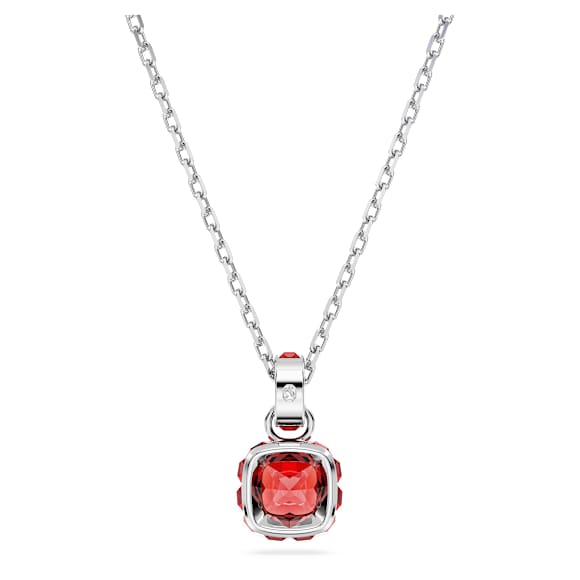 Birthstone pendant, Square cut, July, Red, Rhodium plated - Swarovski, 5652043