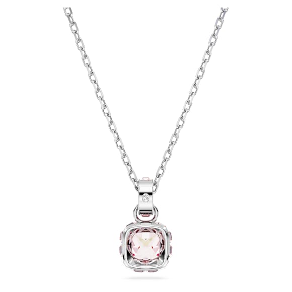 Pandantiv Birthstone, Tăietură pătrată, Iunie, Roz, Placat cu rodiu - Swarovski, 5652044