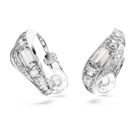 Hyperbola 夹式耳环, 混合切割, 白色, 镀铑 - Swarovski, 5652092