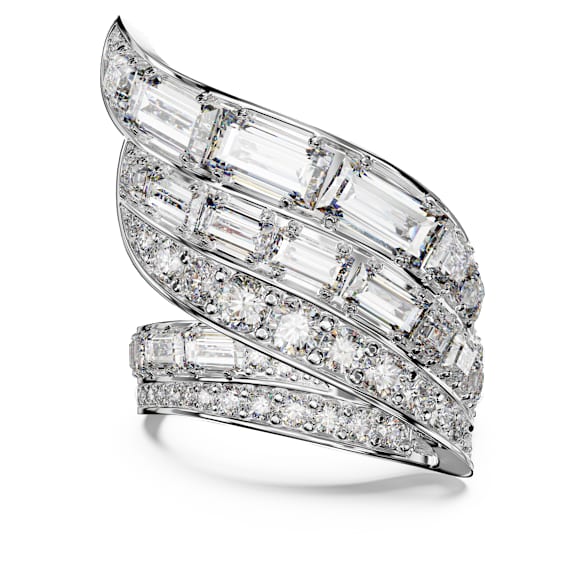 Pierścionek koktajlowy Hyperbola, Szlify różnorodne, Biały, Powłoka z rodu - Swarovski, 5652097