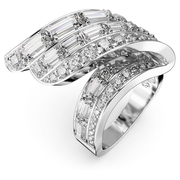 Anillo de cóctel Hyperbola, Tallas mixtas, Blanco, Baño de rodio - Swarovski, 5652097