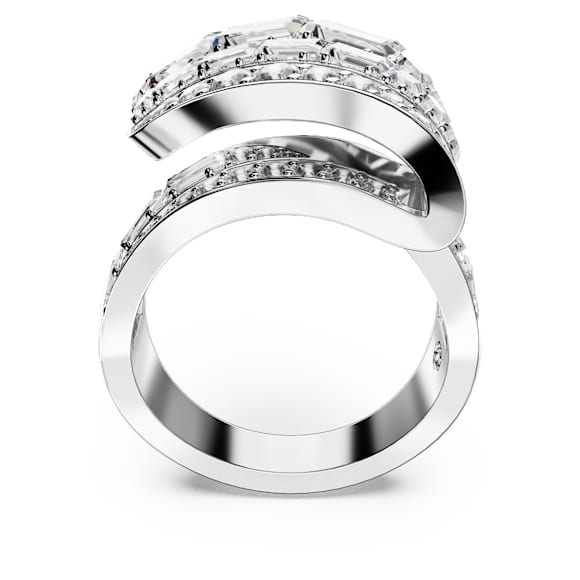 Anillo de cóctel Hyperbola, Tallas mixtas, Blanco, Baño de rodio - Swarovski, 5652097