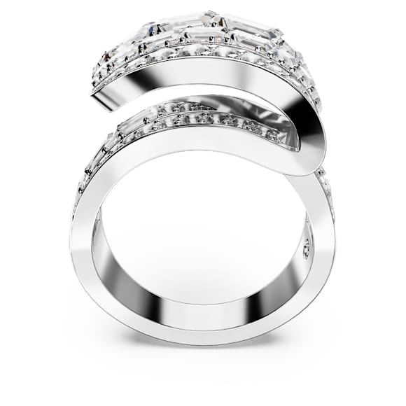 Hyperbola cocktail ring, Mixed cuts, White, Rhodium plated - Swarovski, 5652100