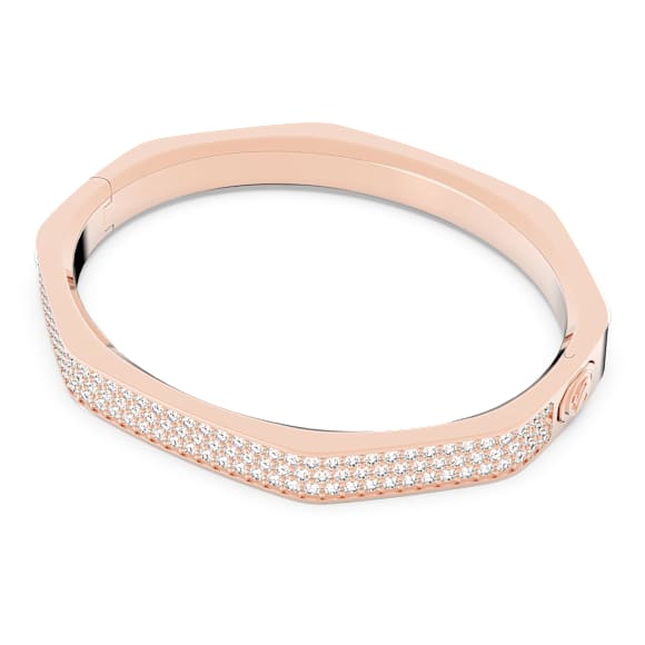 Dextera bangle, Octagon shape, White, Rose gold-tone plated - Swarovski, 5652338