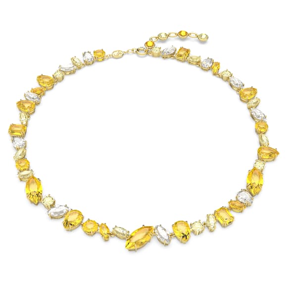 Gema necklace, Mixed cuts, Yellow, Gold-tone plated - Swarovski, 5652800