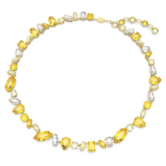 Gema necklace, Mixed cuts, Yellow, Gold-tone plated - Swarovski, 5652800