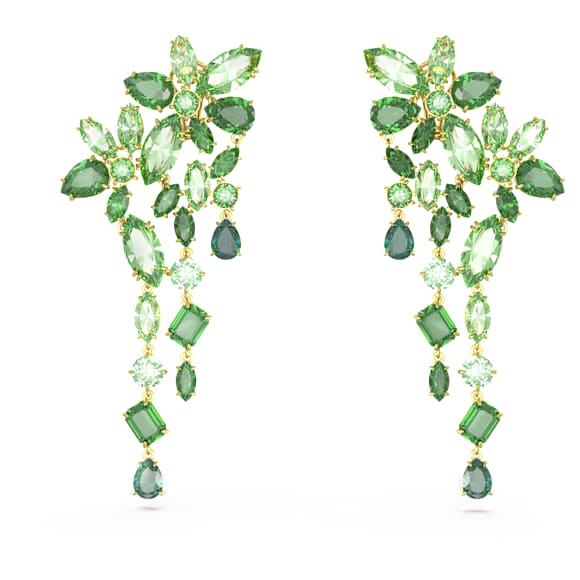 Gema Drop-Ohrhänger, Verschiedene Schliffe, Grün, Goldlegierungsschicht - Swarovski, 5652801