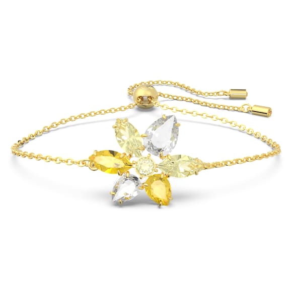 Gema 手链, 混合切割, 花朵, 黄色, 镀金色调 - Swarovski, 5652820