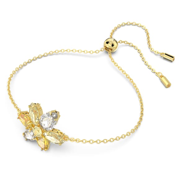 Gema 手链, 混合切割, 花朵, 黄色, 镀金色调 - Swarovski, 5652820