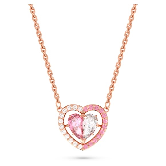 Gema 520 necklace, Heart, Pink, Rose gold-tone plated - Swarovski, 5653007