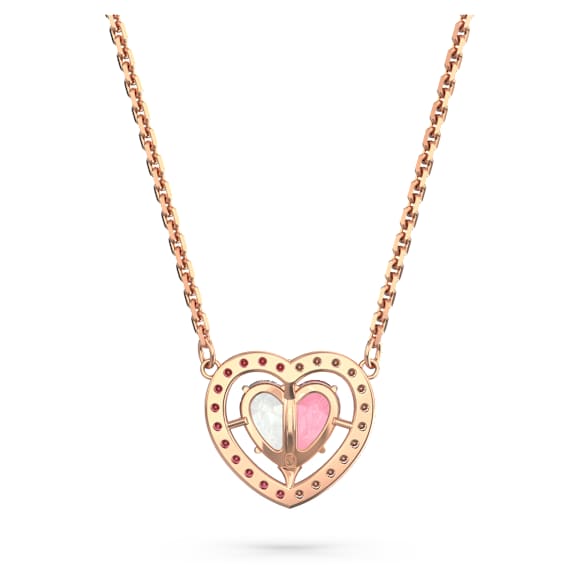Gema 520 necklace, Heart, Pink, Rose gold-tone plated - Swarovski, 5653007
