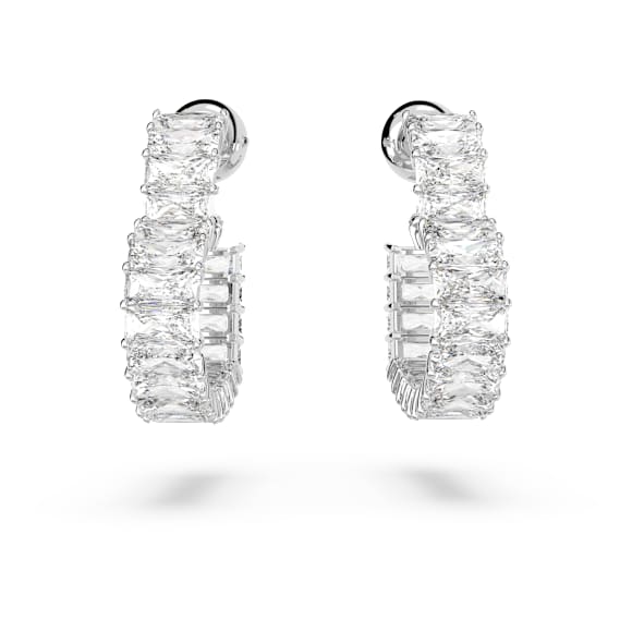 Matrix Kreolörhängen, Baguetteslipad, Hjärta, Små, Vit, Rodiumpläterad - Swarovski, 5653170