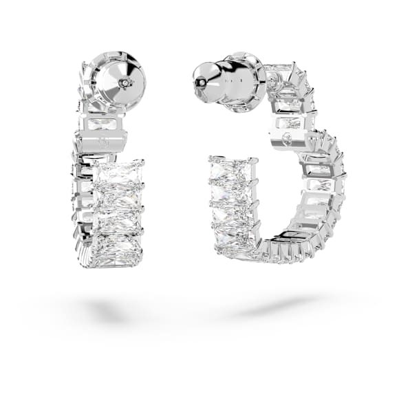 Matrix Kreolörhängen, Baguetteslipad, Hjärta, Små, Vit, Rodiumpläterad - Swarovski, 5653170