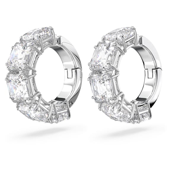 Millenia Ohrclips, Kissenschliff, Weiß, Rhodiniert - Swarovski, 5654557
