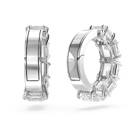 Millenia clip oorbellen, Square slijpvorm, Wit, Rodium toplaag - Swarovski, 5654557