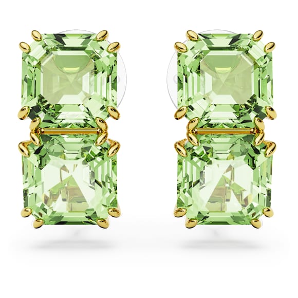 Millenia Ohrclips, Kissenschliff, Grün, Goldlegierungsschicht - Swarovski, 5654559