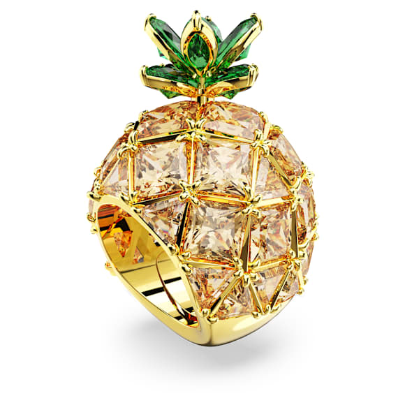 Idyllia cocktail ring, Pineapple, Multicolored, Gold-tone plated - Swarovski, 5655322