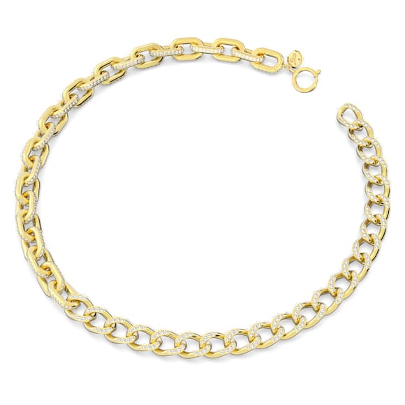 Dextera necklace, Mixed links, White, Gold-tone plated - Swarovski, 5655436