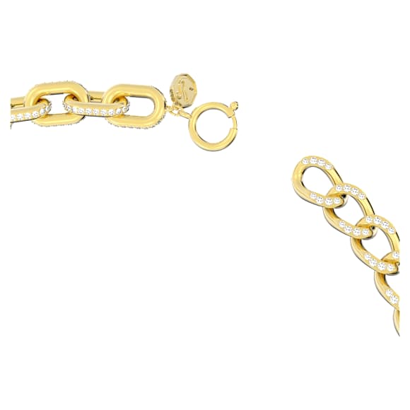 Dextera necklace, Mixed links, White, Gold-tone plated - Swarovski, 5655436