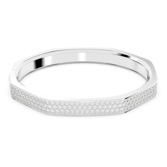 Dextera bangle, Octagon shape, White, Rhodium plated - Swarovski, 5655625
