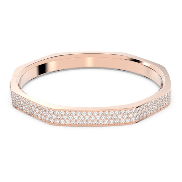 Dextera bangle, Octagon shape, White, Rose gold-tone plated - Swarovski, 5655627