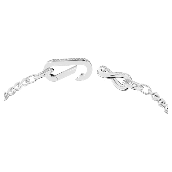 Dextera necklace, Pavé, Mixed links, White, Rhodium plated - Swarovski, 5655638