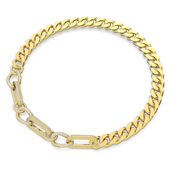 Collier Dextera, Pièce d’exception, Liens mélangés, Blanc, Placage de ton or - Swarovski, 5655647