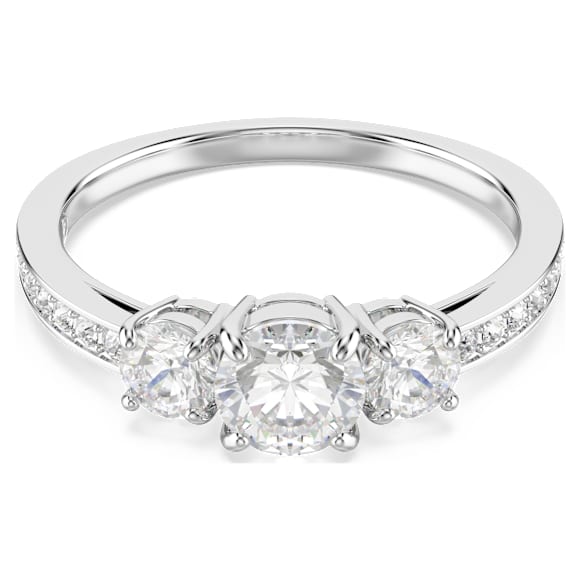 Stilla Attract ring, Round cut, White, Silver-tone finish - Swarovski, 5656289