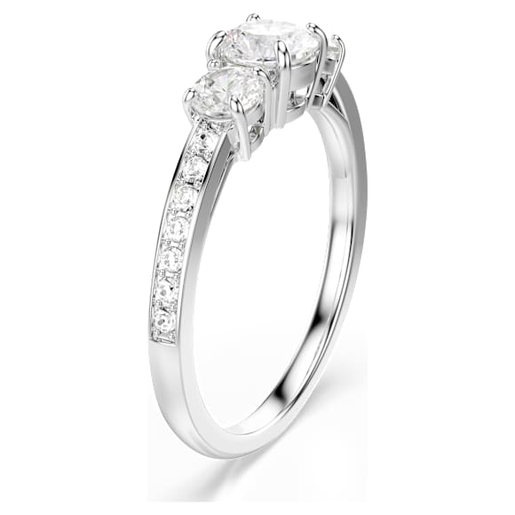 Stilla Attract ring, Round cut, White, Silver-tone finish - Swarovski, 5656289