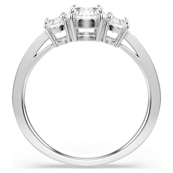 Stilla Attract ring, Round cut, White, Silver-tone finish - Swarovski, 5656292