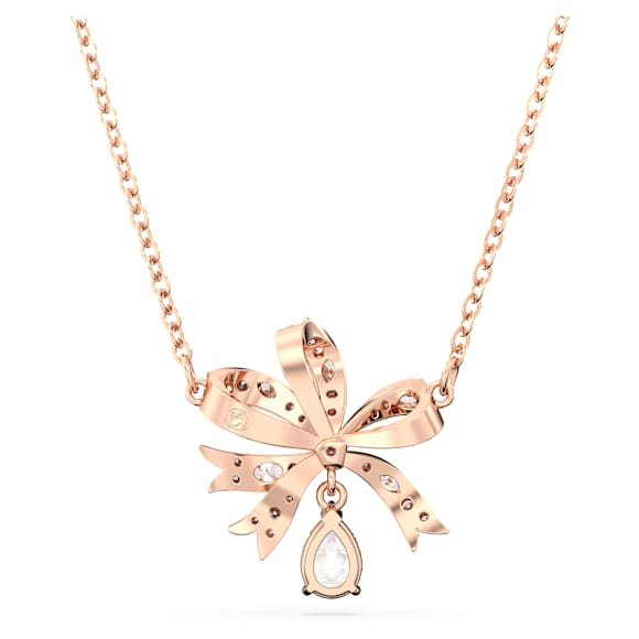 Collana Volta, Fiocco, Piccola, Bianca, Placcato color oro rosa - Swarovski, 5656741