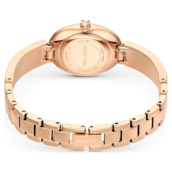 Crystal Rock Oval watch, Swiss Made, Crystal bracelet, Blue, Rose gold-tone finish - Swarovski, 5656822