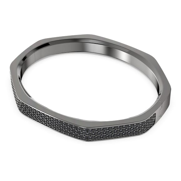Bracelet-jonc Dextera, Forme octogonale, Noir, Métal plaqué ruthénium - Swarovski, 5656842