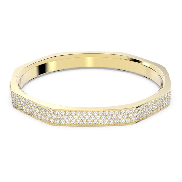 Bracelet-jonc Dextera, Forme octogonale, Blanc, Placage de ton or - Swarovski, 5656845