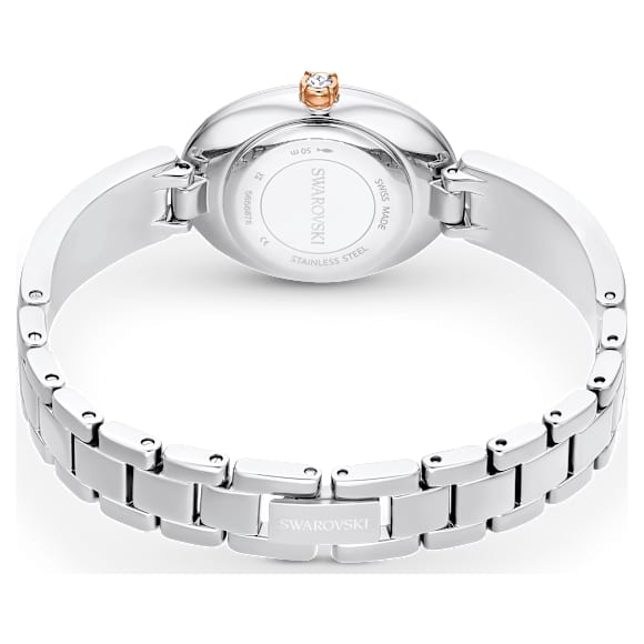 Crystal Rock Oval Klocka, Tillverkad i Schweiz, Kristallarmband, Vit, Rostfritt stål - Swarovski, 5656878