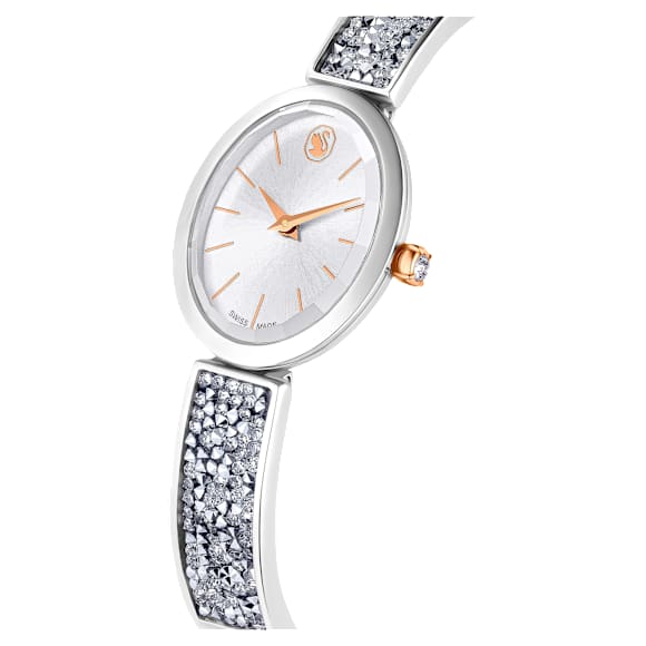 Crystal Rock Oval Klocka, Tillverkad i Schweiz, Kristallarmband, Vit, Rostfritt stål - Swarovski, 5656878