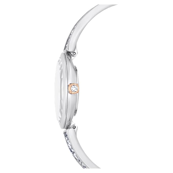 Crystal Rock Oval watch, Swiss Made, Crystal bracelet, White, Stainless steel - Swarovski, 5656878